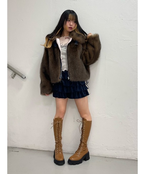 セール】【WEB限定】ベルトミドルファーコート（ブルゾン）｜jouetie