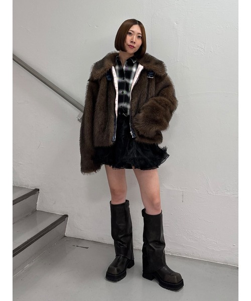 セール】【WEB限定】ベルトミドルファーコート（ブルゾン）｜jouetie