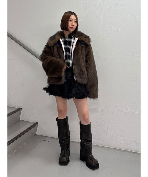 セール】【WEB限定】ベルトミドルファーコート（ブルゾン）｜jouetie