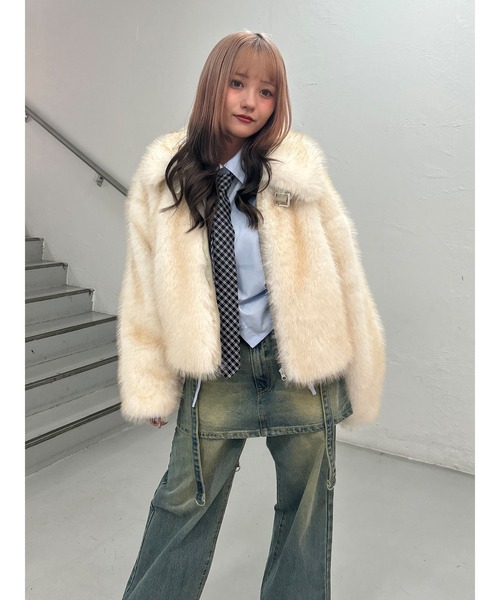 セール】【WEB限定】ベルトミドルファーコート（ブルゾン）｜jouetie