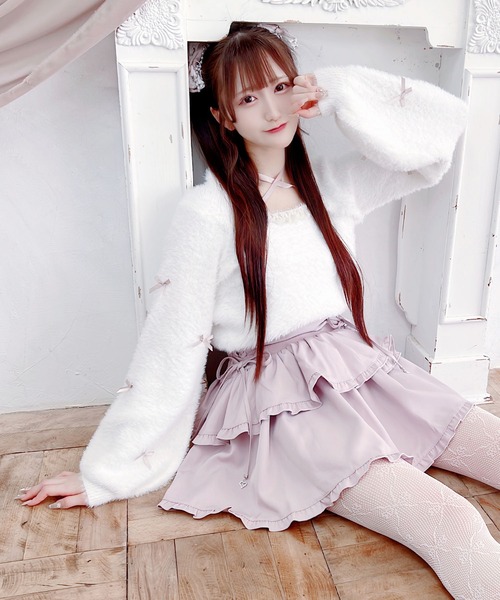 MA*RS（アメーバーマーズ）の「チビリボンケープ風ニット（ニット/セーター・レディース・ブラック×ホワイト/ホワイト/ピンク/ホワイト×ピンク/ブラック/ピンク系その他/グレー・FREE）」の10枚目の写真