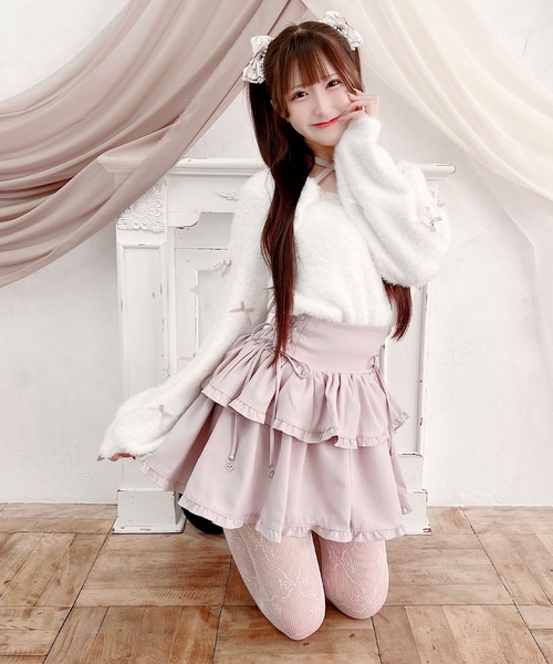 MA*RS（アメーバーマーズ）の「チビリボンケープ風ニット（ニット/セーター・レディース・ブラック×ホワイト/ホワイト/ピンク/ホワイト×ピンク/ブラック/ピンク系その他/グレー・FREE）」の11枚目の写真