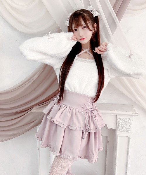 MA*RS（アメーバーマーズ）の「チビリボンケープ風ニット（ニット/セーター・レディース・ブラック×ホワイト/ホワイト/ピンク/ホワイト×ピンク/ブラック/ピンク系その他/グレー・FREE）」の12枚目の写真