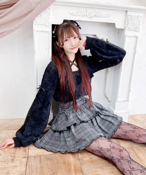 MA*RS（アメーバーマーズ）の「チビリボンケープ風ニット（ニット/セーター・レディース・ブラック×ホワイト/ホワイト/ピンク/ホワイト×ピンク/ブラック/ピンク系その他/グレー・FREE）」の13枚目の写真