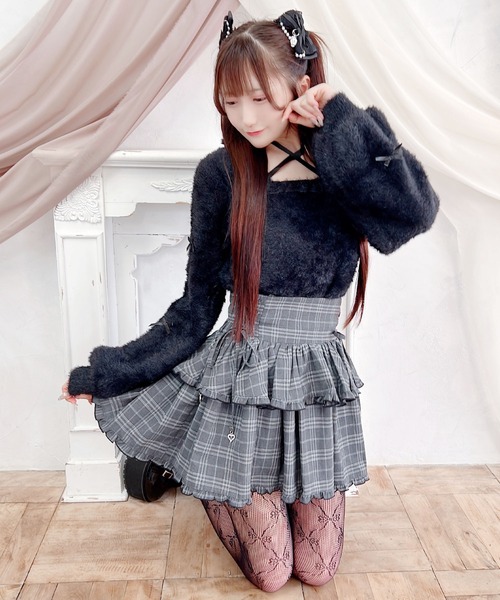 MA*RS（アメーバーマーズ）の「チビリボンケープ風ニット（ニット/セーター・レディース・ブラック×ホワイト/ホワイト/ピンク/ホワイト×ピンク/ブラック/ピンク系その他/グレー・FREE）」の14枚目の写真