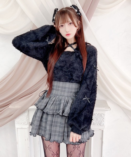 MA*RS（アメーバーマーズ）の「チビリボンケープ風ニット（ニット/セーター・レディース・ブラック×ホワイト/ホワイト/ピンク/ホワイト×ピンク/ブラック/ピンク系その他/グレー・FREE）」の15枚目の写真