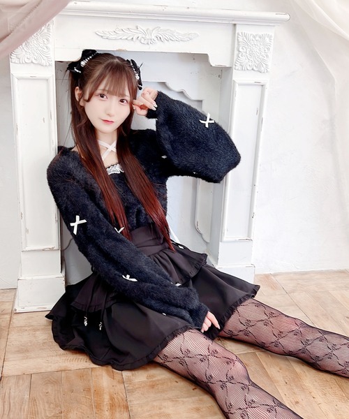 MA*RS（アメーバーマーズ）の「チビリボンケープ風ニット（ニット/セーター・レディース・ブラック×ホワイト/ホワイト/ピンク/ホワイト×ピンク/ブラック/ピンク系その他/グレー・FREE）」の16枚目の写真