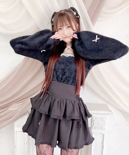 MA*RS（アメーバーマーズ）の「チビリボンケープ風ニット（ニット/セーター・レディース・ブラック×ホワイト/ホワイト/ピンク/ホワイト×ピンク/ブラック/ピンク系その他/グレー・FREE）」の18枚目の写真