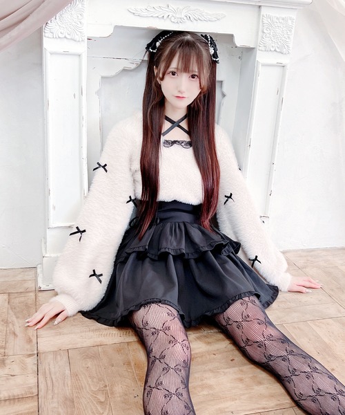 MA*RS（アメーバーマーズ）の「チビリボンケープ風ニット（ニット/セーター・レディース・ブラック×ホワイト/ホワイト/ピンク/ホワイト×ピンク/ブラック/ピンク系その他/グレー・FREE）」の19枚目の写真