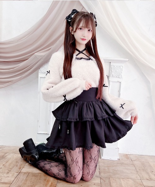 MA*RS（アメーバーマーズ）の「チビリボンケープ風ニット（ニット/セーター・レディース・ブラック×ホワイト/ホワイト/ピンク/ホワイト×ピンク/ブラック/ピンク系その他/グレー・FREE）」の20枚目の写真