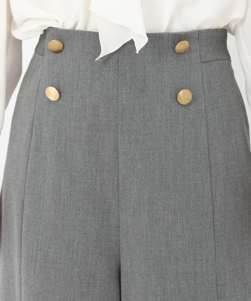 STRAWBERRY-FIELDS(ストロベリーフィールズ)の「コンフォートクロス_メタル釦ワイドパンツ(スラックス・レディース・グレー/ストライプ・1/2)」の7枚目の写真