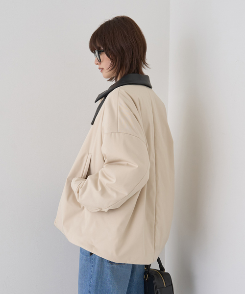 Rouge vif（ルージュヴィフ）の「異素材衿パフィブルゾン/ハンティングジャケット（ブルゾン・レディース・モカ/アイボリー・フリー）」の6枚目の写真