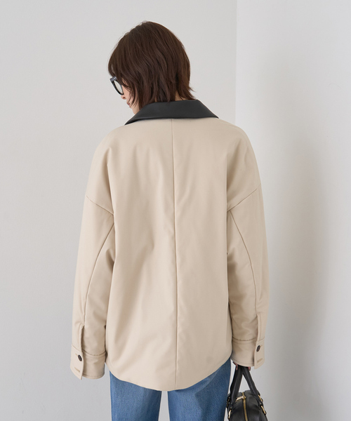 Rouge vif（ルージュヴィフ）の「異素材衿パフィブルゾン/ハンティングジャケット（ブルゾン・レディース・モカ/アイボリー・フリー）」の7枚目の写真