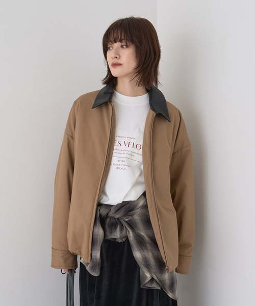 Rouge vif（ルージュヴィフ）の「異素材衿パフィブルゾン/ハンティングジャケット（ブルゾン・レディース・モカ/アイボリー・フリー）」の8枚目の写真