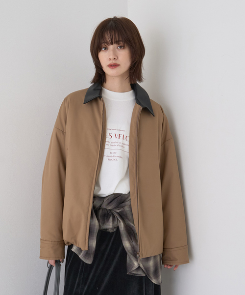 Rouge vif（ルージュヴィフ）の「異素材衿パフィブルゾン/ハンティングジャケット（ブルゾン・レディース・モカ/アイボリー・フリー）」の9枚目の写真