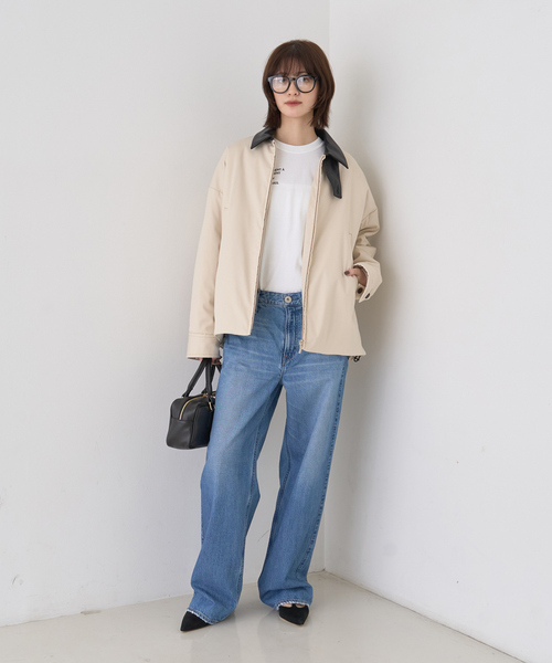 Rouge vif（ルージュヴィフ）の「異素材衿パフィブルゾン/ハンティングジャケット（ブルゾン・レディース・モカ/アイボリー・フリー）」の13枚目の写真