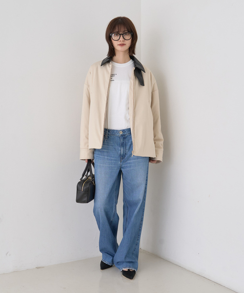 Rouge vif（ルージュヴィフ）の「異素材衿パフィブルゾン/ハンティングジャケット（ブルゾン・レディース・モカ/アイボリー・フリー）」の14枚目の写真