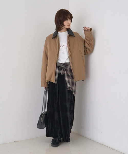 Rouge vif（ルージュヴィフ）の「異素材衿パフィブルゾン/ハンティングジャケット（ブルゾン・レディース・モカ/アイボリー・フリー）」の18枚目の写真