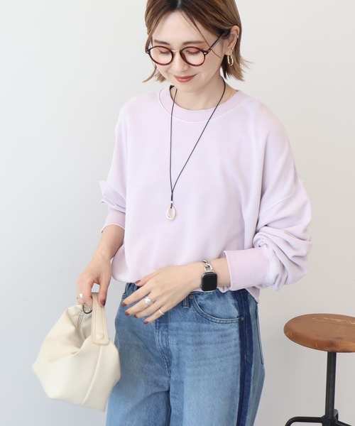 AMERICAN HOLIC（アメリカンホリック）の「ピグメント裏毛プルオーバー（スウェット・レディース・グレイッシュベージュ/チャコールグレー/ラベンダー/ダークネイビー・M/L）」の9枚目の写真