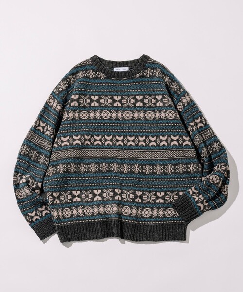 FREAK'S STORE(フリークスストア)の「FREAK’S STORE/フリークスストア 総柄 フェアアイル モール クルーネックニット(ニット/セーター・メンズ・チャコールグレー/ベージュ/ブラウン/ワインレッド/ネイビー・MEDIUM/LARGE)」の7枚目の写真
