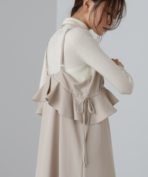 Bab（バブ）の「【選べるサイズ展開】ペプラムキャミワンピース（ワンピース・レディース・ブラック/ベージュ/モカ・S/M/L）」の12枚目の写真