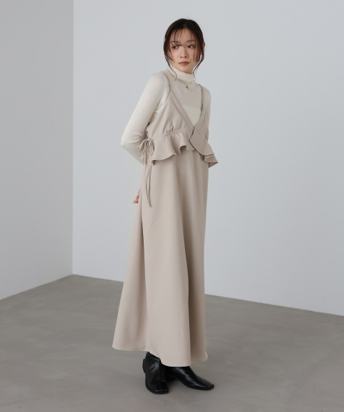 Bab（バブ）の「【選べるサイズ展開】ペプラムキャミワンピース（ワンピース・レディース・ブラック/ベージュ/モカ・S/M/L）」の13枚目の写真