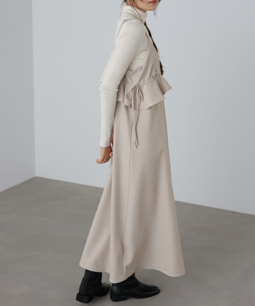 Bab（バブ）の「【選べるサイズ展開】ペプラムキャミワンピース（ワンピース・レディース・ブラック/ベージュ/モカ・S/M/L）」の14枚目の写真