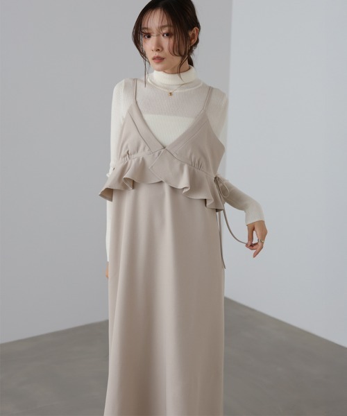 Bab（バブ）の「【選べるサイズ展開】ペプラムキャミワンピース（ワンピース・レディース・ブラック/ベージュ/モカ・S/M/L）」の17枚目の写真