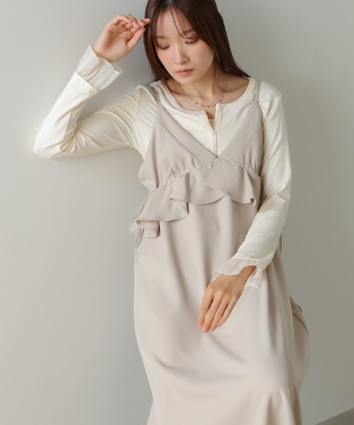 Bab（バブ）の「【選べるサイズ展開】ペプラムキャミワンピース（ワンピース・レディース・ブラック/ベージュ/モカ・S/M/L）」の7枚目の写真