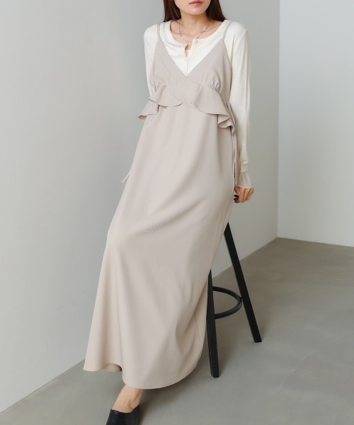 Bab（バブ）の「【選べるサイズ展開】ペプラムキャミワンピース（ワンピース・レディース・ブラック/ベージュ/モカ・S/M/L）」の8枚目の写真