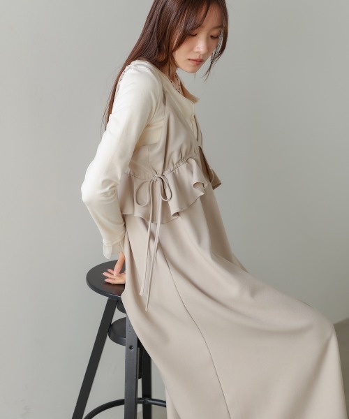 Bab（バブ）の「【選べるサイズ展開】ペプラムキャミワンピース（ワンピース・レディース・ブラック/ベージュ/モカ・S/M/L）」の9枚目の写真