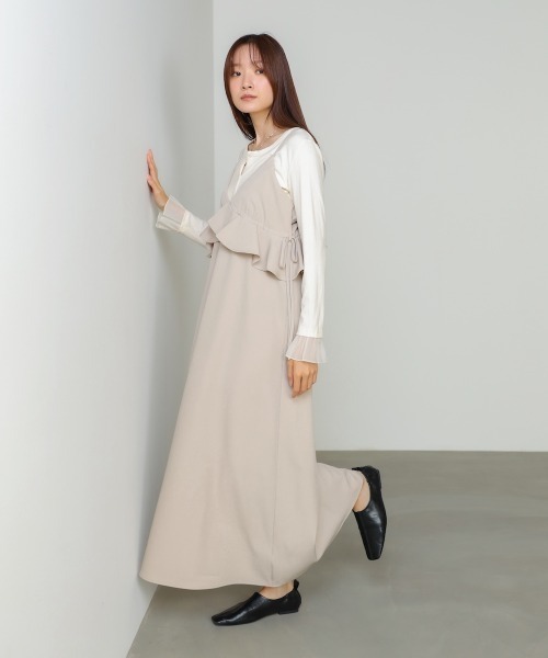 Bab（バブ）の「【選べるサイズ展開】ペプラムキャミワンピース（ワンピース・レディース・ブラック/ベージュ/モカ・S/M/L）」の6枚目の写真