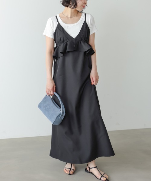 Bab(バブ)の「【選べるサイズ展開】ペプラムキャミワンピース(ワンピース・レディース・ブラック/ベージュ/モカ・S/M/L)」の14枚目の写真