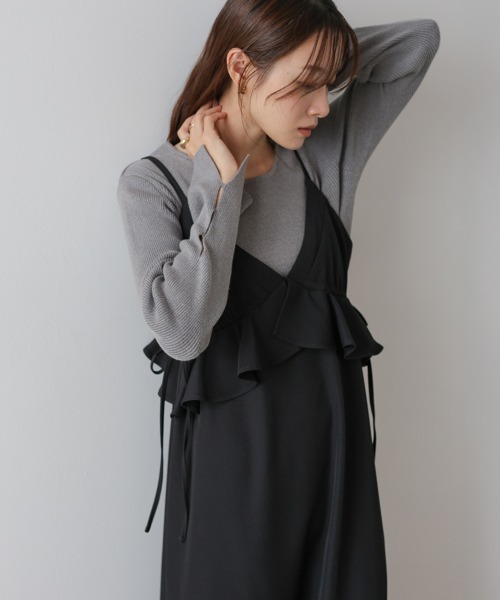 Bab(バブ)の「【選べるサイズ展開】ペプラムキャミワンピース(ワンピース・レディース・ブラック/ベージュ/モカ・S/M/L)」の17枚目の写真