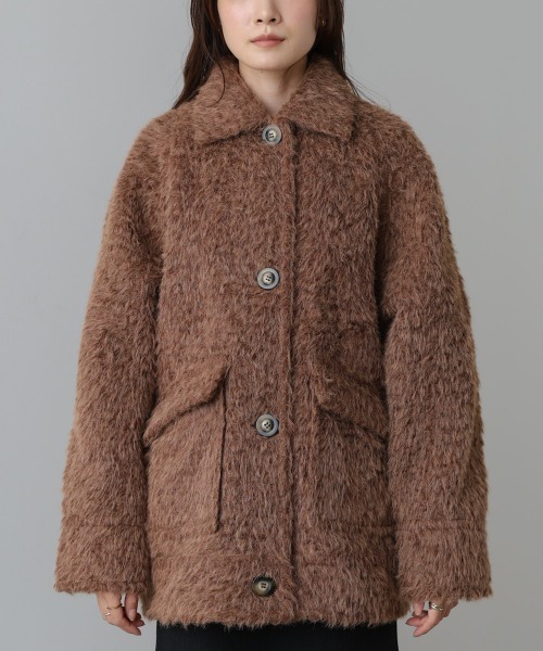 Bab（バブ）の「シャギーミドルアウター（その他アウター・レディース・アイボリー/ブラウン・M）」の8枚目の写真