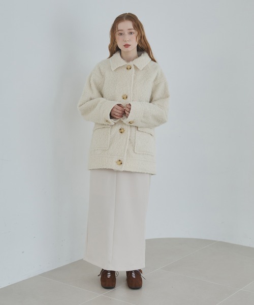 Bab（バブ）の「シャギーミドルアウター（その他アウター・レディース・アイボリー/ブラウン・M）」の12枚目の写真