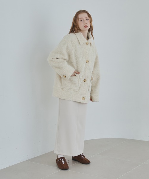 Bab（バブ）の「シャギーミドルアウター（その他アウター・レディース・アイボリー/ブラウン・M）」の15枚目の写真