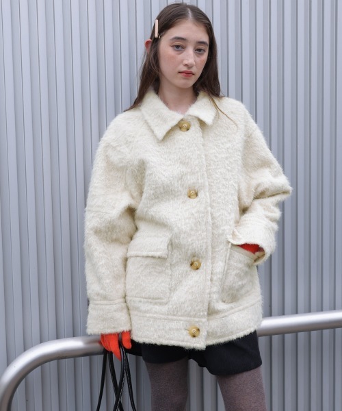 Bab（バブ）の「シャギーミドルアウター（その他アウター・レディース・アイボリー/ブラウン・M）」の16枚目の写真