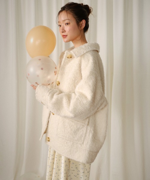 Bab(バブ)の「シャギーミドルアウター(その他アウター・レディース・アイボリー/ブラウン・M)」の21枚目の写真