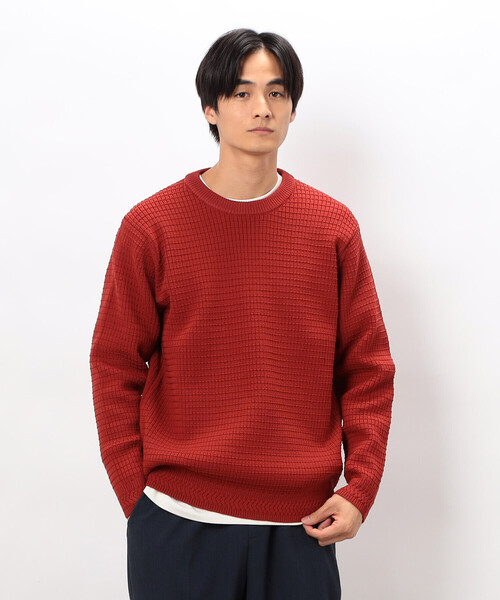 COMME CA ISM(コムサイズム)の「ワッフルクルーネックニット(ニット/セーター・メンズ・アイボリー/チャコール/ブルー/ブラウン/レッド・LARGE/MEDIUM)」の5枚目の写真