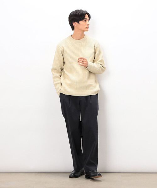 COMME CA ISM(コムサイズム)の「ワッフルクルーネックニット(ニット/セーター・メンズ・アイボリー/チャコール/ブルー/ブラウン/レッド・LARGE/MEDIUM)」の8枚目の写真