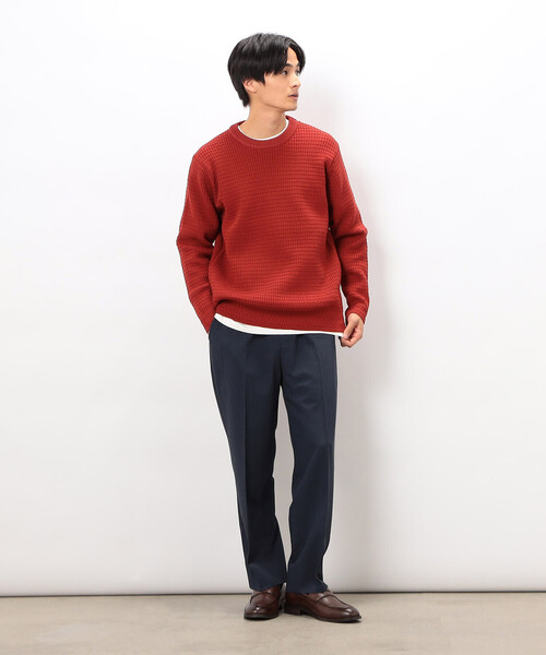 COMME CA ISM(コムサイズム)の「ワッフルクルーネックニット(ニット/セーター・メンズ・アイボリー/チャコール/ブルー/ブラウン/レッド・LARGE/MEDIUM)」の15枚目の写真