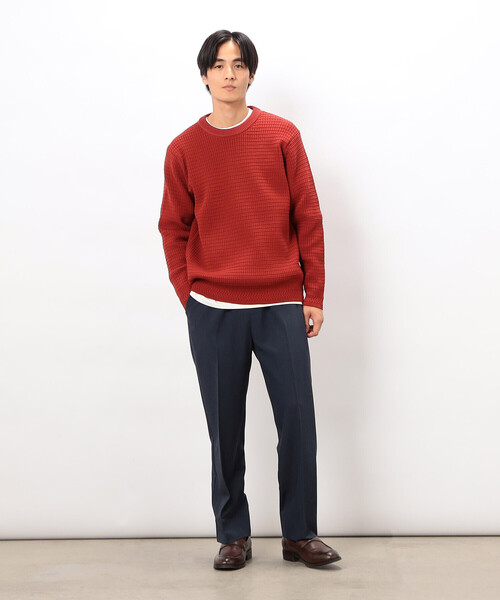 COMME CA ISM(コムサイズム)の「ワッフルクルーネックニット(ニット/セーター・メンズ・アイボリー/チャコール/ブルー/ブラウン/レッド・LARGE/MEDIUM)」の16枚目の写真