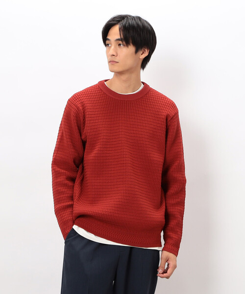 COMME CA ISM(コムサイズム)の「ワッフルクルーネックニット(ニット/セーター・メンズ・アイボリー/チャコール/ブルー/ブラウン/レッド・LARGE/MEDIUM)」の18枚目の写真