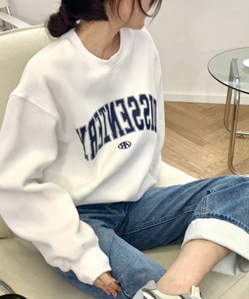 SallyLunn(サリーラン)の「文字ロゴゆったりスウェット(スウェット・レディース・グレー/ホワイト・MEDIUM/LARGE)」の3枚目の写真