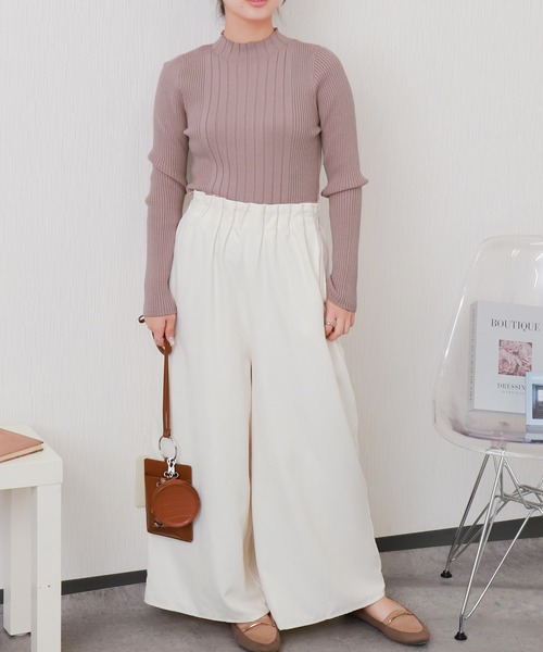 libelle more（リベル モア）の「【洗濯機で洗える】ランダムリブボトルネックニットプルオーバー（ニット/セーター・レディース・レッド/ピンク/オフホワイト/杢グレー/ブラック・M/L）」の22枚目の写真