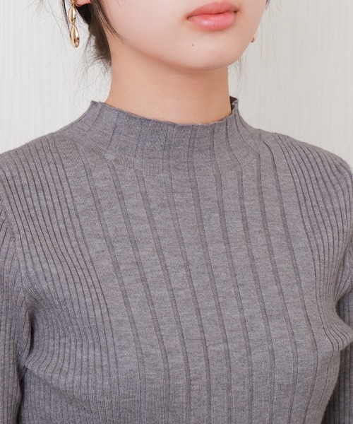 libelle more（リベル モア）の「【洗濯機で洗える】ランダムリブボトルネックニットプルオーバー（ニット/セーター・レディース・レッド/ピンク/オフホワイト/杢グレー/ブラック・M/L）」の10枚目の写真