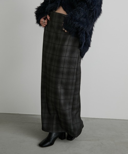 Aunt Marie's(アントマリーズ)の「グレンチェックナロースカート(スカート・レディース・ブラウン/グレー・LARGE/MEDIUM)」の8枚目の写真