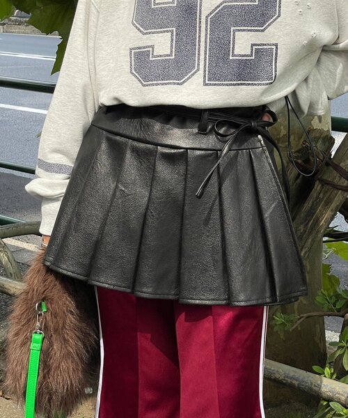 CIAOPANIC（チャオパニック）の「レザープリーツラップミニスカート（スカート・レディース・ブラック/ブラウン・FREE）」の9枚目の写真