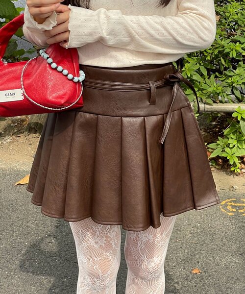 CIAOPANIC（チャオパニック）の「レザープリーツラップミニスカート（スカート・レディース・ブラック/ブラウン・FREE）」の14枚目の写真